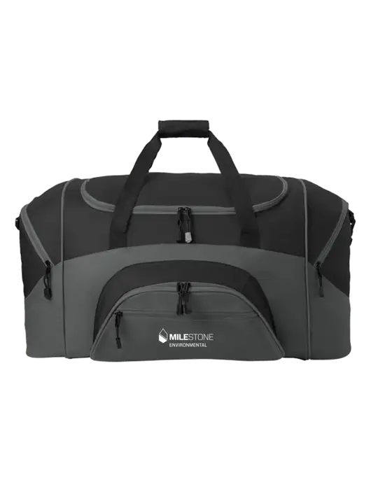Standard Colorblock Black/Dark Grey Sport Duffel w/Milestone Environmental Logo