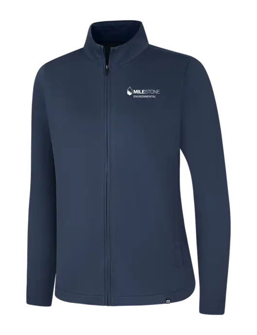 TravisMathew Womens Navy Coveside Full-Zip w/Milestone Environmental Logo