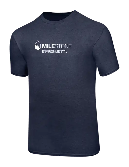 Ring Spun Heather Navy 4.5 oz T-Shirt w/Milestone Environmental Logo