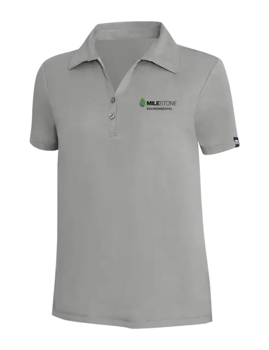 TravisMathew Light Grey Heather Womens Coto Performance Polo w/Milestone Environmental Logo