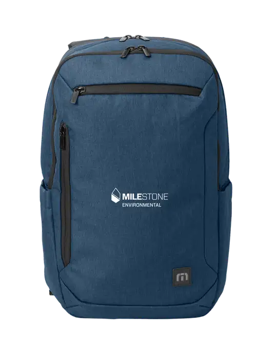 TravisMathew Heather Navy Duration Backpack w/Milestone Environmental Logo
