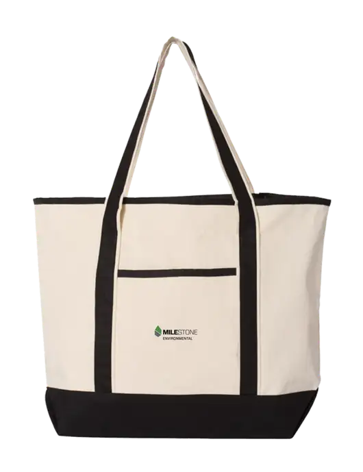 Natural/Black Large Canvas Deluxe Tote w/Milestone Environmental Logo