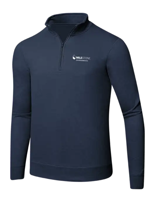 Team Navy 8.5 oz Ring Spun 1/4 Zip Pullover Sweatshirt w/Milestone Environmental Logo