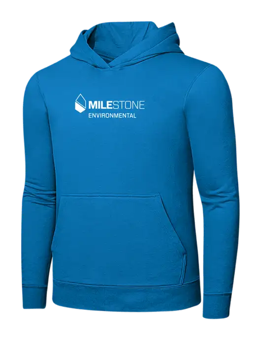 Medium Dark Sapphire 7.8 oz Ring Spun Hooded Sweatshirt w/Milestone Environmental Logo