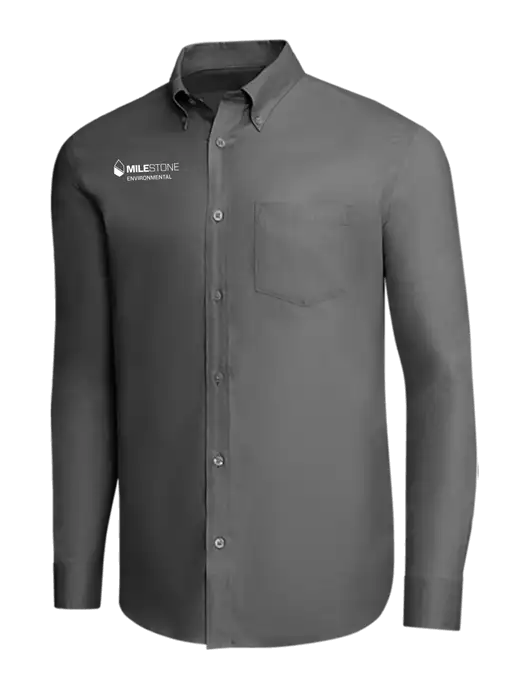 Brooks Brothers Dark Grey Wrinkle-Free Stretch Pinpoint Shirt w/Milestone Environmental Logo