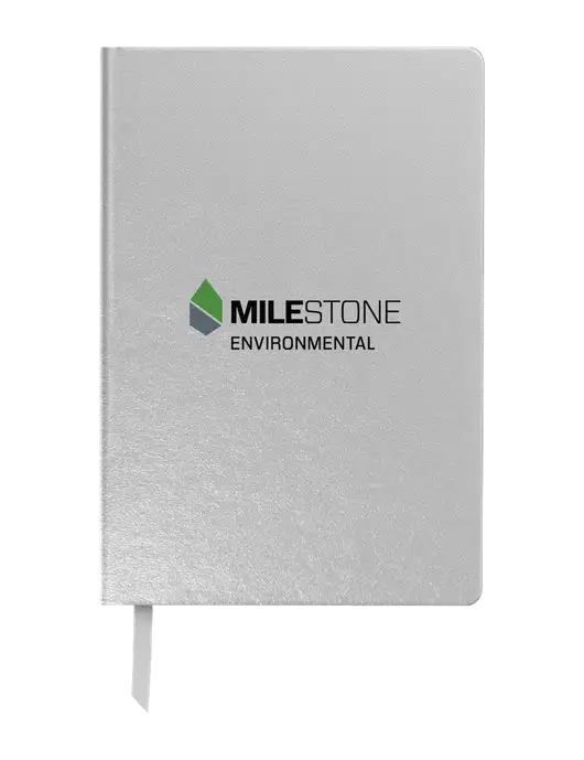Achieve Silver Hardcover Journal, 5.5 x 8.37 w/Milestone Environmental Logo