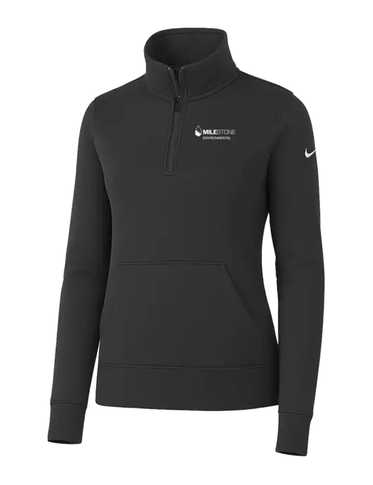 Nike Womens Dark Grey Club Fleece Sleeve Swoosh 1/2-Zip w/Milestone Environmental Logo