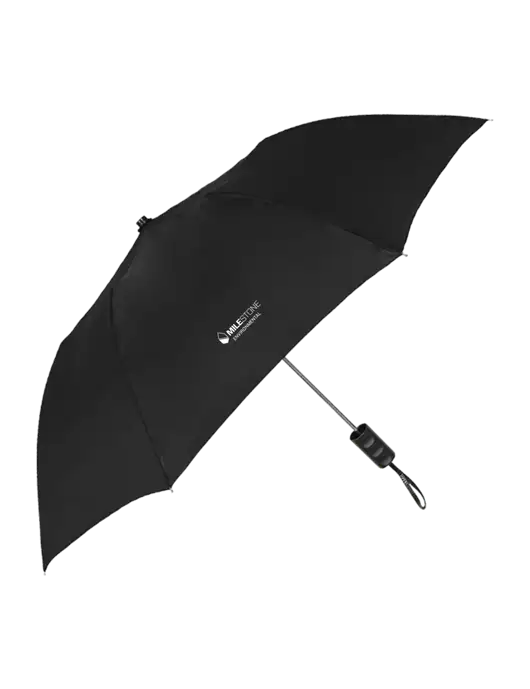 Black 42" Folding Umbrella  w/Milestone Environmental Logo