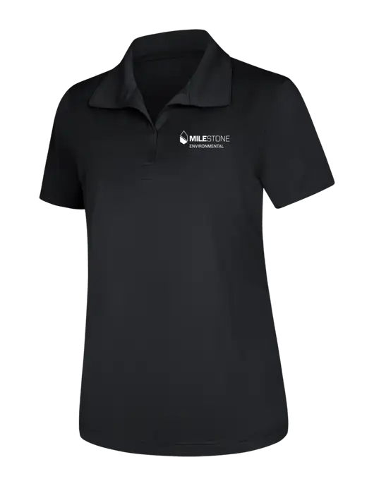Womens Black Micropique Sport-Wick Polo w/Milestone Environmental Logo