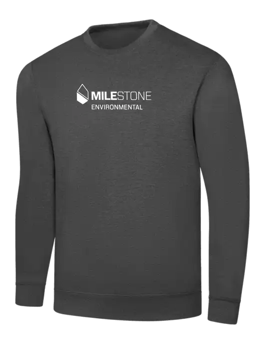 Charcoal 7.8 oz Ring Spun Crew Sweatshirt w/Milestone Environmental Logo
