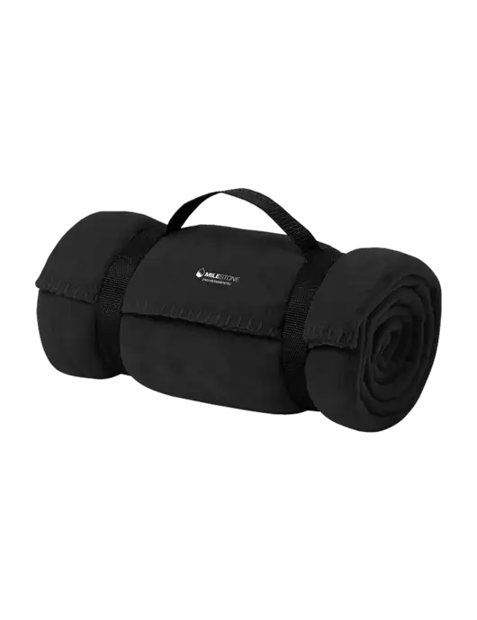 Casual Black Fleece Blanket With Strap w/Milestone Environmental Logo