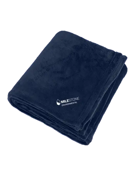Oversized Deep Navy Ultra Plush Blanket w/Milestone Environmental Logo
