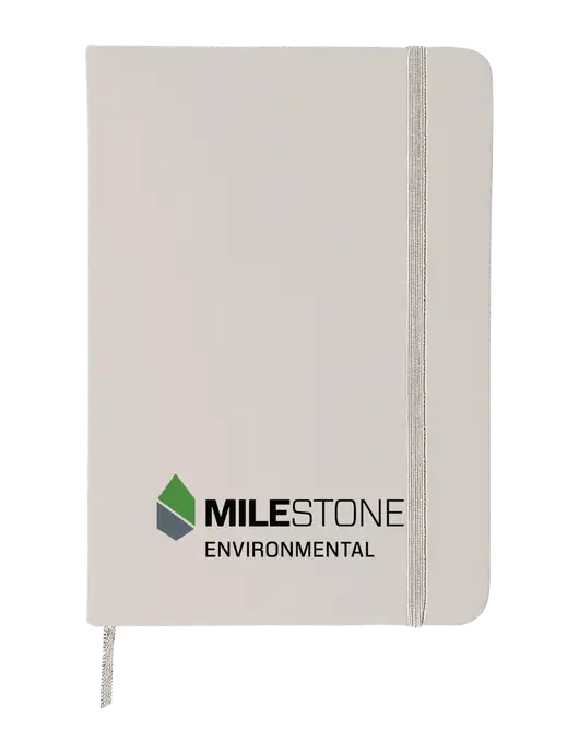 White Comfort Touch Bound Journal 5" X 7" w/Milestone Environmental Logo