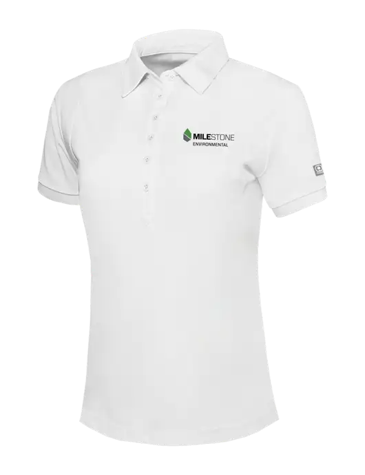 OGIO Womens Bright White Jewel Polo w/Milestone Environmental Logo