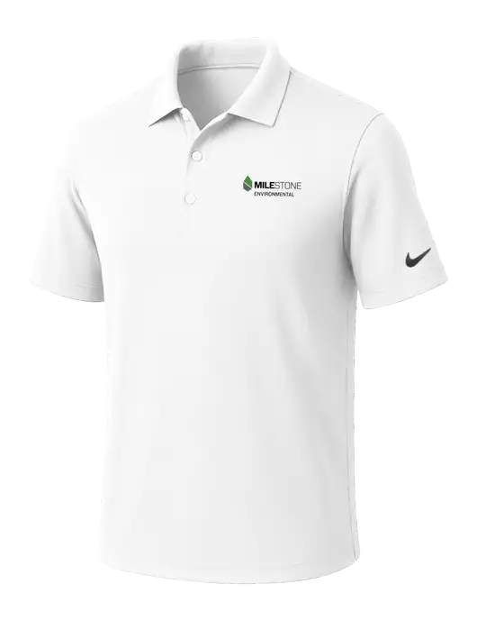 NIKE White Dri-Fit Micro Pique Polo w/Milestone Environmental Logo