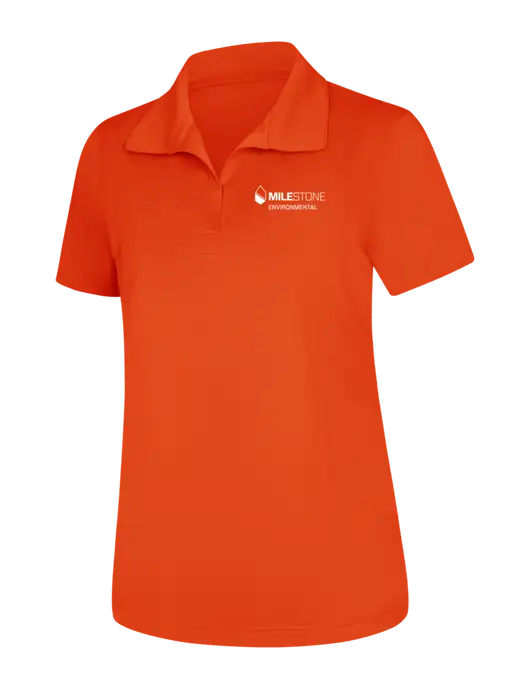 Womens Orange Micropique Sport-Wick Polo w/Milestone Environmental Logo