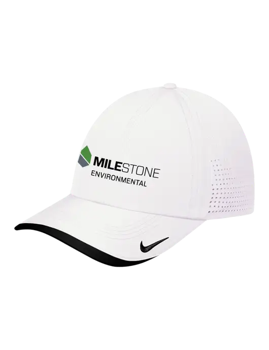 Nike White/Black Dri-FIT Perforated Performance Cap w/Milestone Environmental Logo