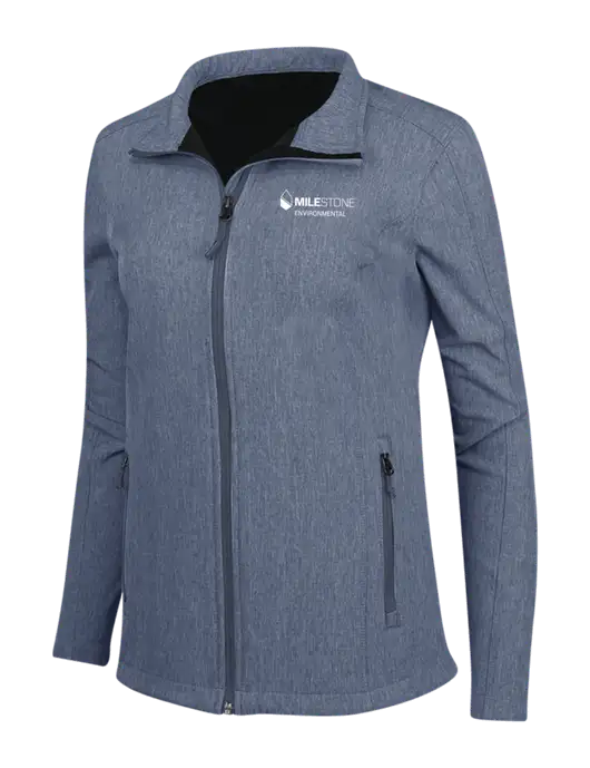 Navy Heather Womens Core Soft Shell Jacket w/Milestone Environmental Logo