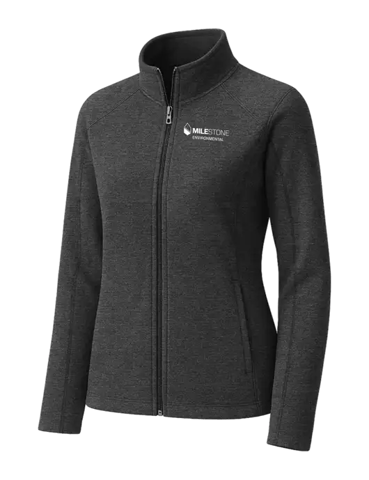 Charcoal Womens Heather Microfleece Full-Zip Jacket w/Milestone Environmental Logo
