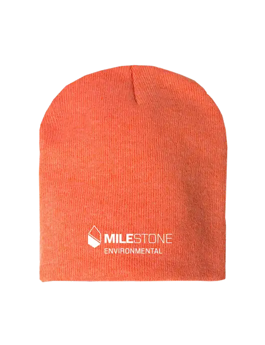 Orange Heather Element Knit Beanie w/Milestone Environmental Logo