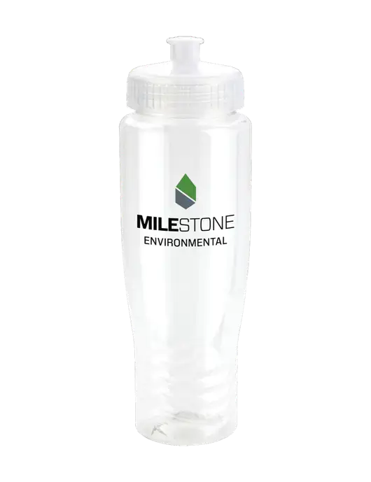 Roam Clear 28 oz Eco-Polyclear Bottle with Push Pull Lid w/Milestone Environmental Logo