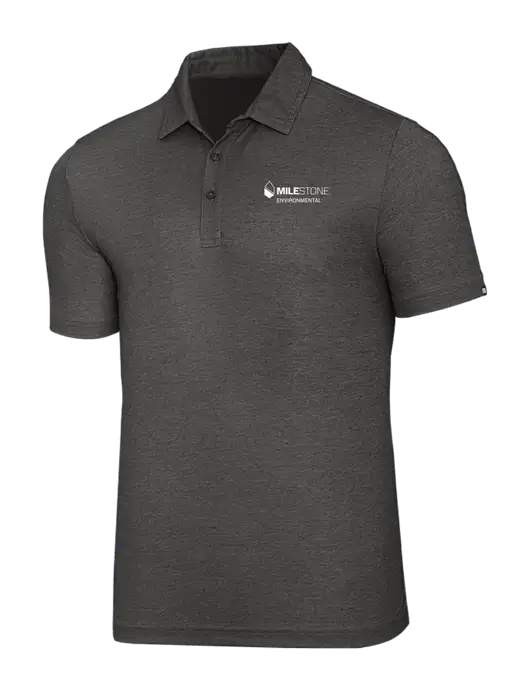 TravisMathew Black Heather Oceanside Polo w/Milestone Environmental Logo