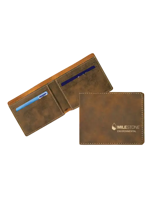 Rustic Leatherette Bifold Wallet w/Milestone Environmental Logo