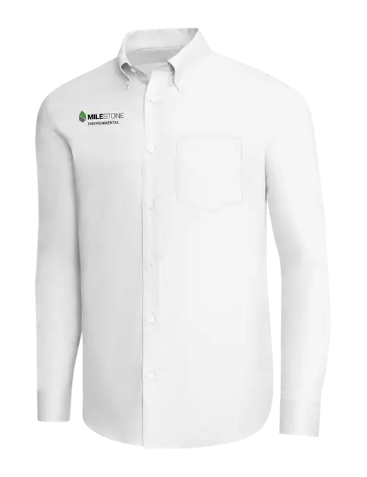 Brooks Brothers White Wrinkle-Free Stretch Pinpoint Shirt w/Milestone Environmental Logo