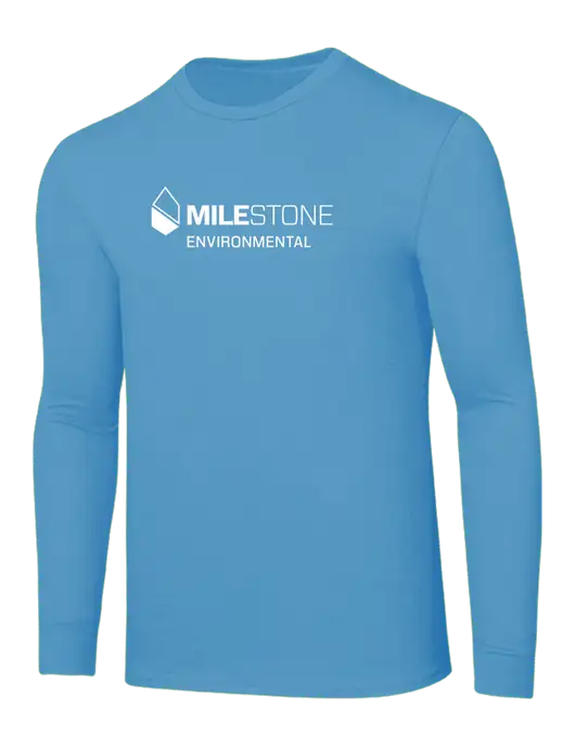 Core Blend Light Sapphire Blue Long Sleeve Tee w/Milestone Environmental Logo
