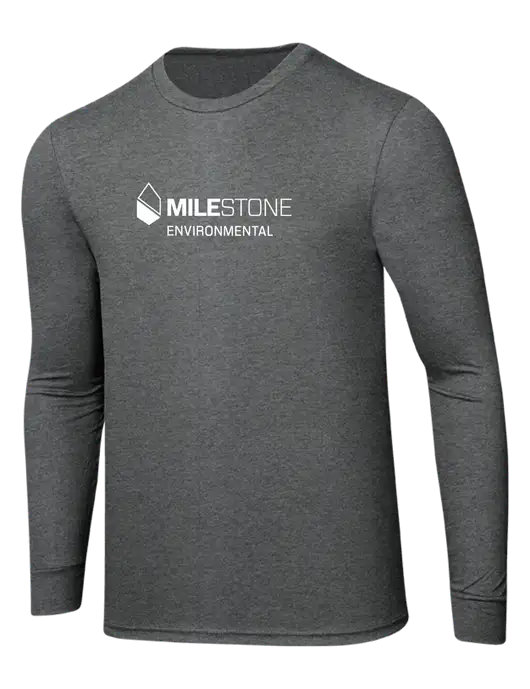 Simply Soft Long Sleeve Medium Grey Frost 4.5 oz, Poly/Combed Ring Spun Cotton T-Shirt w/Milestone Environmental Logo