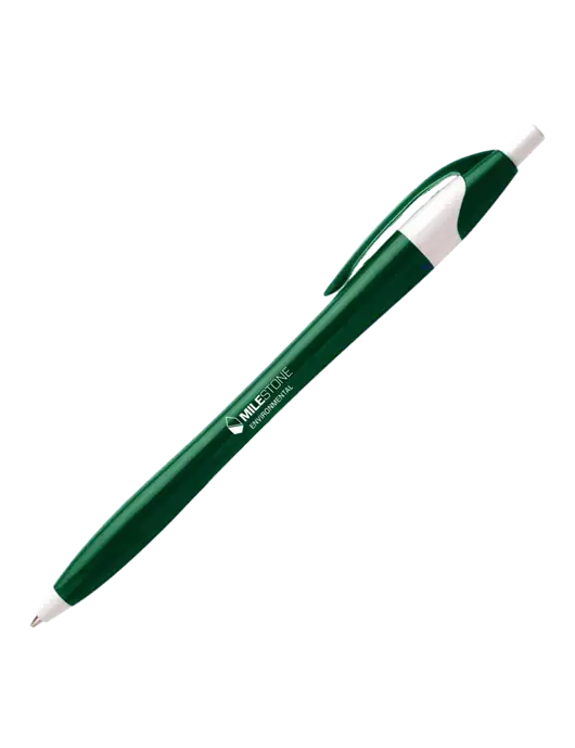 Novella Green/White Executive Pen - Blue Ink w/Milestone Environmental Logo