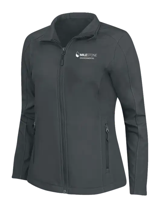 Charcoal Grey Womens Core Soft Shell Jacket w/Milestone Environmental Logo