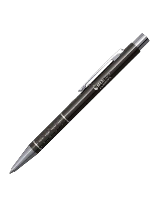 St George Gunmetal Pen - Blue Ink w/Milestone Environmental Logo