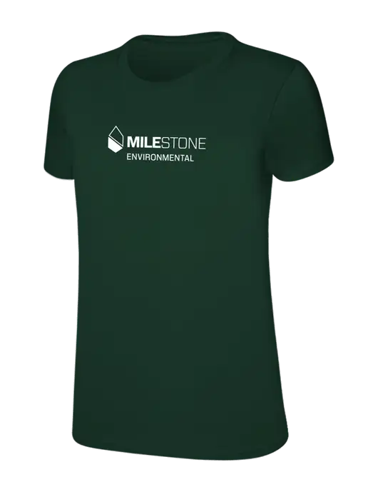 Womens Ring Spun Forest Green 4.5 oz T-Shirt w/Milestone Environmental Logo