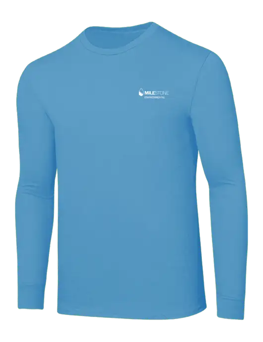 Core Blend Light Sapphire Blue Long Sleeve Tee w/Milestone Environmental Logo