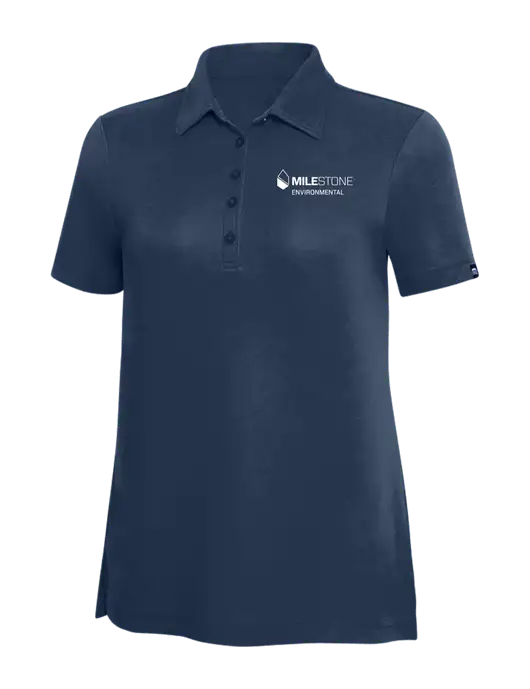 TravisMathew Navy Solid Womens Oceanside Polo w/Milestone Environmental Logo