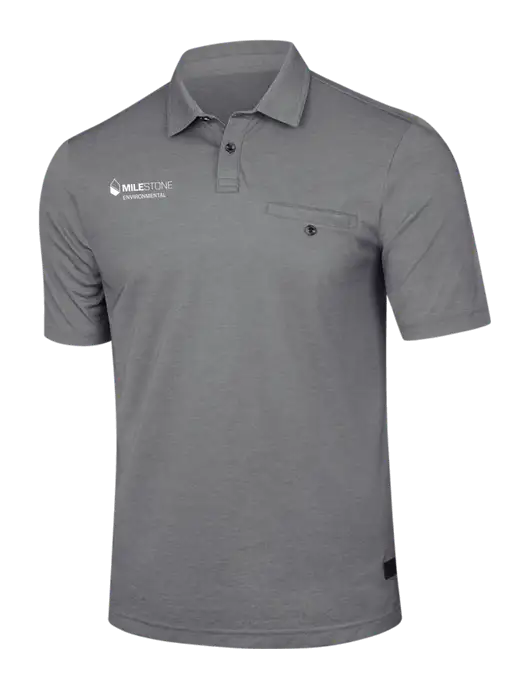TravisMathew Medium Grey Heather Sunsetters Pocket Polo w/Milestone Environmental Logo