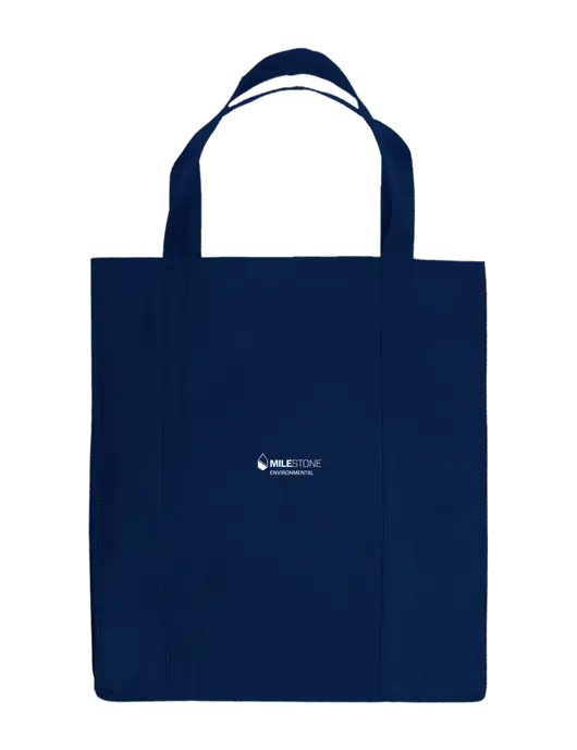 Eco Reusable Jumbo Navy Blue Shopping Bag w/Milestone Environmental Logo