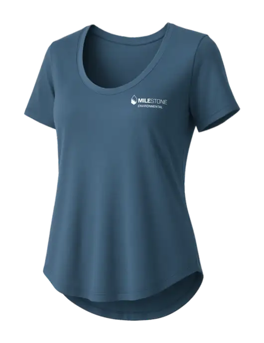 Mercer+Mettle Womens Light Navy Blue Stretch Jersey Relaxed Scoop w/Milestone Environmental Logo