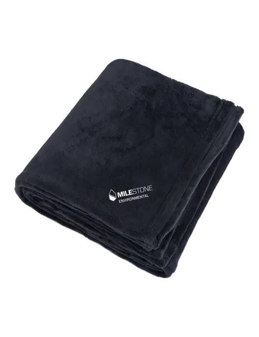 Oversized Deep Black Ultra Plush Blanket w/Milestone Environmental Logo