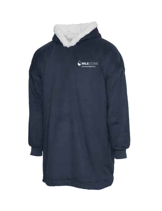 Wearable Lodge Navy Blanket w/Milestone Environmental Logo
