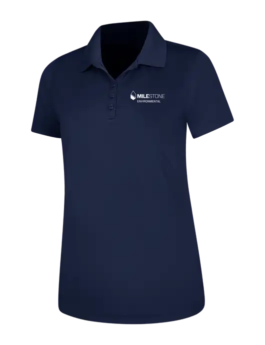 Dark Navy Womens Dry Zone UV Mesh Polo w/Milestone Environmental Logo