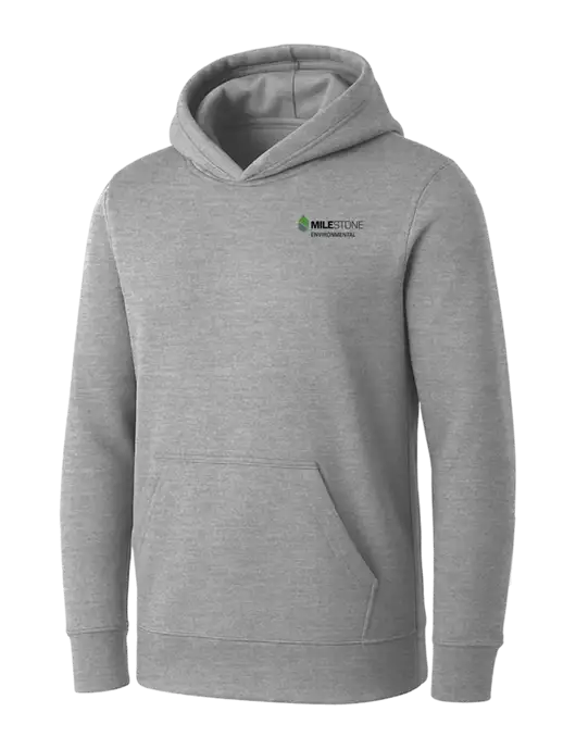 Womens Light Grey Heather Core Fleece Pullover Hooded Sweatshirt w/Milestone Environmental Logo