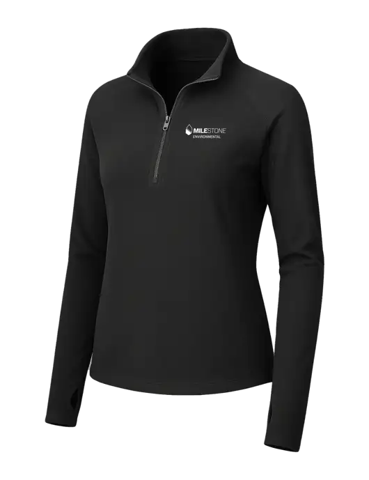 Womens Black Microfleece 1/2 Zip Pullover w/Milestone Environmental Logo