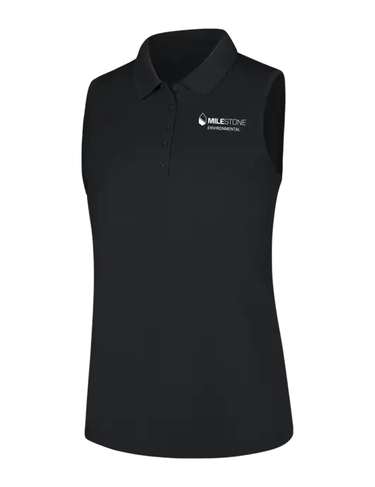 Womens Black Dry Zone UV Micro-Mesh Sleeveless Polo w/Milestone Environmental Logo