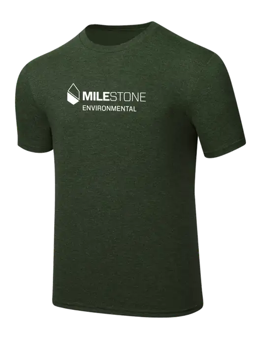Simply Soft Heathered Forest Green 4.5oz  Poly/Combed Ring Spun Cotton T-Shirt w/Milestone Environmental Logo