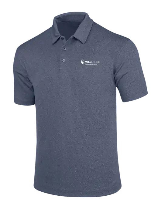 True Navy Trace Heather Polo w/Milestone Environmental Logo
