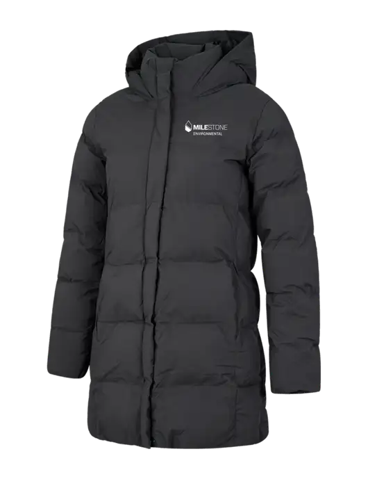 Mercer+Mettle Womens Dark Grey Puffy Parka  w/Milestone Environmental Logo