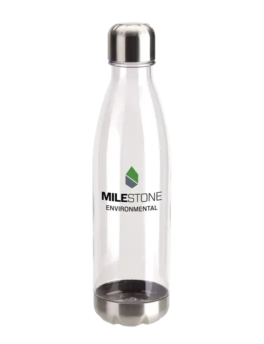 Bayside Tritan Clear 25 oz Bottle with Stainless Base and Cap w/Milestone Environmental Logo