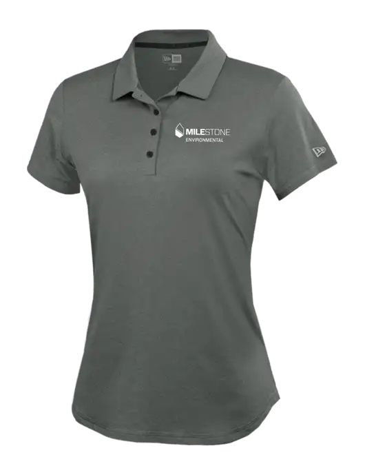 New Era Womens Power Dark Grey Heather Polo w/Milestone Environmental Logo